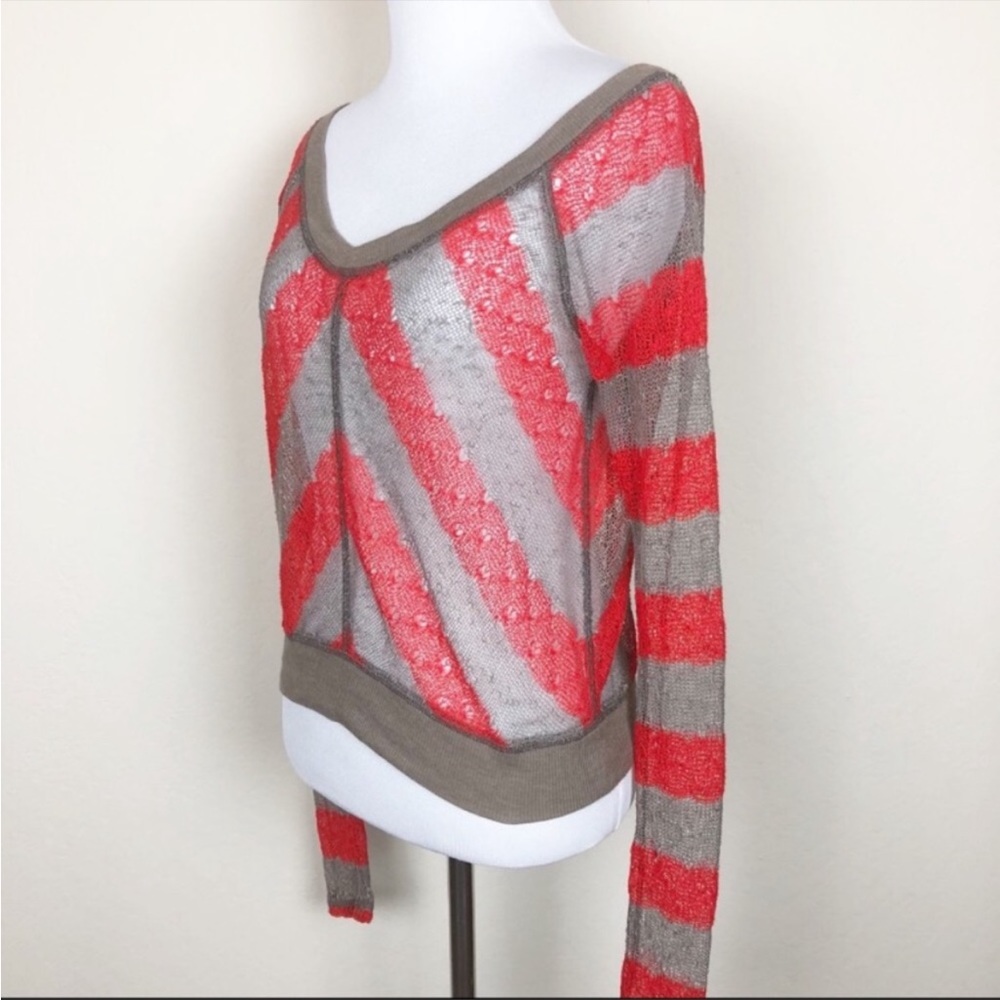 Free People We The Free Sheer Mesh V-Neck Long Sleeve Top - Size XS - Picture 5 of 7